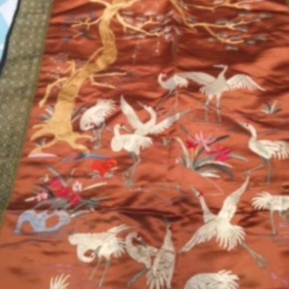Unk Other - Chinese Silk Embroidered Wall Hanging/Table Runner